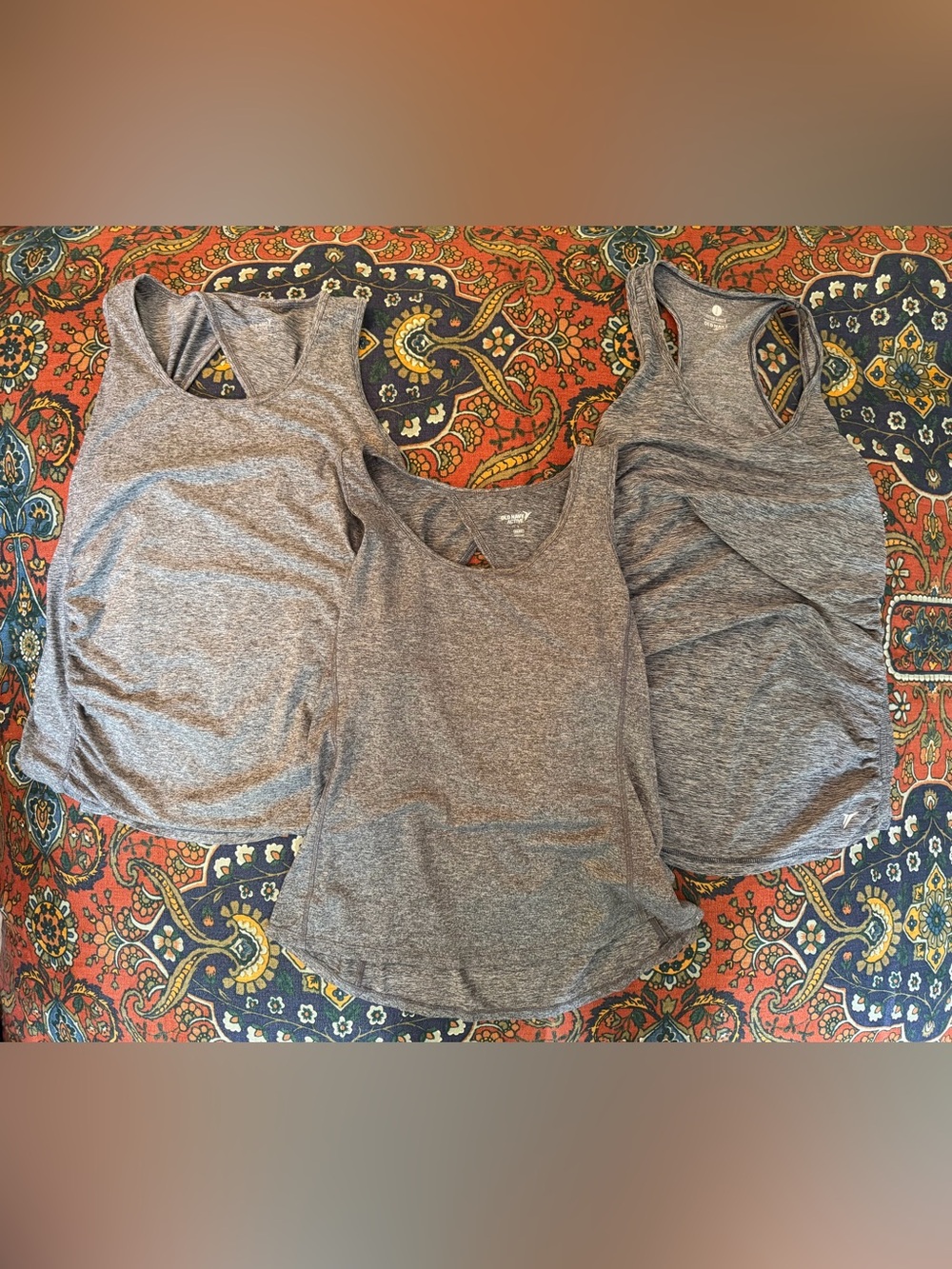 Old Navy Heather Gray Racerback Tank Top Trio - Gray Gym Workout Leisure
